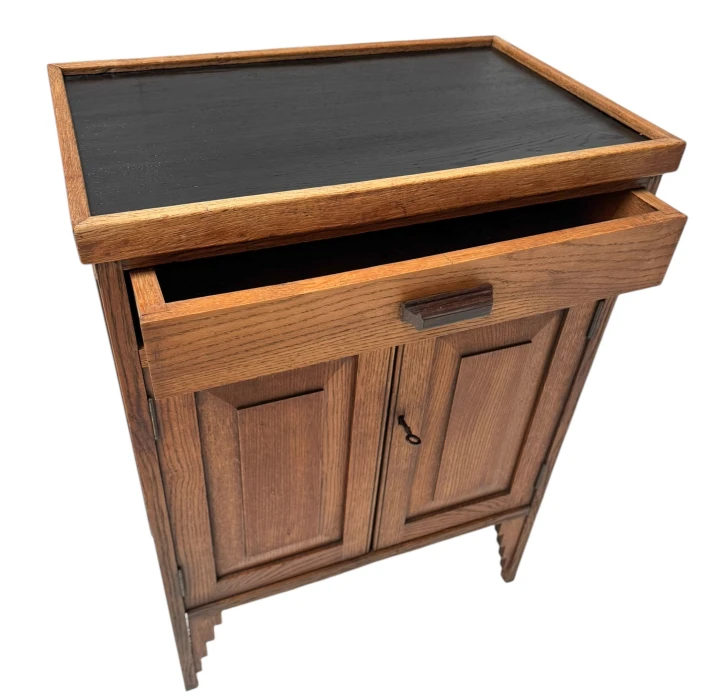 Art Deco Amsterdamse School Cabinet with Black Lacquered Top, 1920s